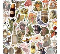BulbaCraft Lot de 100 autocollants Fairycore pour bouteille d'eau et ordinateur portable - Fournitures et décorations de fête Fairycore en vinyle imperméable, autocollants fantaisie et nature, cadeaux