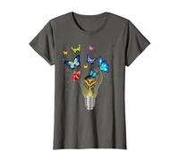 Bulbe Fleurs Papillons phosphorescents forêt Merveilles T-Shirt, Femme, Asphalte, M