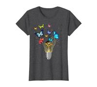Bulbe Fleurs Papillons phosphorescents forêt Merveilles T-Shirt, Femme, Chiné Foncé, M