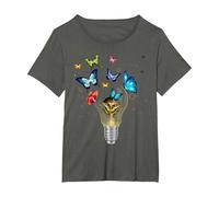 Bulbe Fleurs Papillons phosphorescents forêt Merveilles T-Shirt, Femme Grandes Tailles, Asphalte, 4X