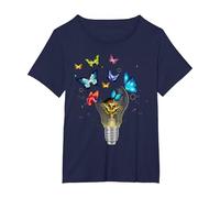 Bulbe Fleurs Papillons phosphorescents forêt Merveilles T-Shirt, Femme Grandes Tailles, Bleu Marine, 2X