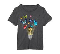 Bulbe Fleurs Papillons phosphorescents forêt Merveilles T-Shirt, Femme Grandes Tailles, Chiné Foncé, 2X