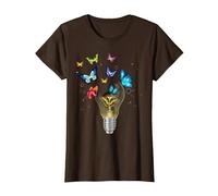 Bulbe Fleurs Papillons phosphorescents forêt Merveilles T-Shirt, Femme, Marron, M