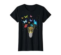 Bulbe Fleurs Papillons phosphorescents forêt Merveilles T-Shirt, Femme, Noir, M