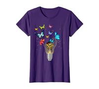 Bulbe Fleurs Papillons phosphorescents forêt Merveilles T-Shirt, Femme, Violet, M