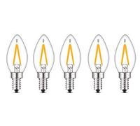 Bulbright Lot de 5 ampoules LED à filament C7 1 W avec culot E14 Blanc chaud transparent 2700 K 220 V AC 120 lumens, 2700 K Blanc chaud, E14, 1.00W 220.00V