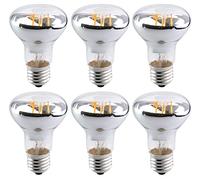 Bulbright Lot de 6 LED Ampoule à filament R63/Br20, Flood Réflecteur de lumière ampoule 6 W Ampoule LED, Base E27, Blanc chaud 2700 K, équivalent 60 W, 220-240 VAC, à intensité variable