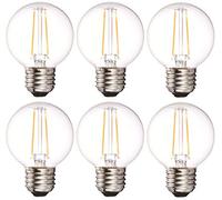 Bulbright Lot de 6 LED vintage Edison Ampoule G50-4 W Lumière LED Ampoule à filament, Globe Forme E14 Base, couvercle en verre clair, Blanc chaud 2700 K, LED Edison Ampoule 40 W équivalent,