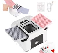 Buldoospok Mélangeur de cartes automatique 1 à 2 plateaux, 2000 mAh USB-C rechargeable, mélangeur de cartes silencieux pour UNO Poker Blackjack Canasta Skip-Bo Phase 10, One-Press AUTO et manuel