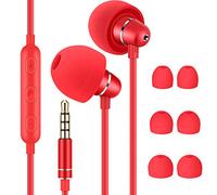 Bulees Écouteurs pour Dormir Côté, Isolation Bruit, Légers pour Petit Canal Oreille, In-Ear avec Micro et Contrôle du Volume pour Dormeur Sensible, Heure du Coucher-Rouge