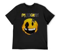bulei Confused Smile I'm Broken Invisible Illness I'm OK Broken Unisex 100% Cotton Short-Sleeve T-Shirts Black M