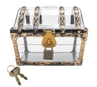 BuleVina Boîte de rangement pour bijoux avec serrure - Coffre de pirate transparent - Pierres précieuses et strass