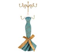 BuleVina Présentoir à bijoux pour robe de princesse, élégant modèle de femme, porte-boucles d'oreilles, collier mannequin pour femme et fille, bleu