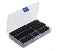 Bulevisiter Assortiment de 150 gaines thermorétractables noires pour câblage automobile, gaine ignifuge en polyoléfine, tailles de 2 à 13 mm avec étui de rangement