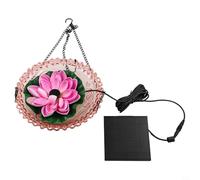Bulevisiter Bain d'oiseaux à suspendre à énergie solaire pour jardin, faune sauvage, pour une longue durée de vie en métal et plastique, motif lotus avec activation automatique de la lumière du soleil
