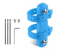 Bulevisiter Base de montage réglable pour bouteille d'eau de vélo avec sangle en silicone pour porte-bouilloire, compatible avec les cadres de 22 à 55 mm de diamètre, sans perçage (bleu)