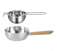 Bulevisiter Casserole à chocolat en acier inoxydable, double bec verseur pour verser sans déversement, convient pour faire fondre du chocolat, du beurre et du fromage et des mélanges de cuisson (F)