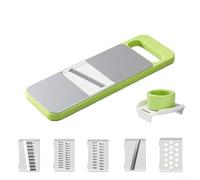 Bulevisiter Coupe-légumes 5 en 1 en acier inoxydable pour trancher, hacher, râper, julienne - Trancheuse manuelle de cuisine avec 5 interchangeables