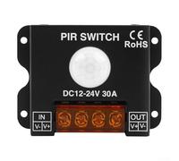 Bulevisiter Détecteur de mouvement PIR 30 A pour contrôle, interrupteur de détection infrarouge pour bande lumineuse, contrôleur automatique 12 V/24 V avec retard réglable et photosensible