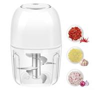 Bulevisiter Hachoir à ail électrique 350 ml avec 6 lames en acier inoxydable, mini robot de cuisine rechargeable par USB pour ail, piment, oignon, portable, sans fil