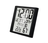 Bulevisiter Horloge murale numérique avec humidité et thermostat non programmable pour la maison et le jardin - Chauffage d'air - Noir