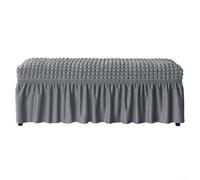 Bulevisiter Housse élégante pour fauteuil - Motif à carreaux à bulles avec jupe intégrale - Housse élastique en polyester pour décoration de salon, compatible avec la plupart des tabourets (gris)