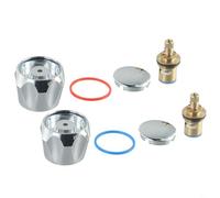 Bulevisiter Kit de remplacement de poignée de robinet de 1,27 cm avec têtes chromées chaudes et froides, valves et vis en cuivre pour lavabo de salle de bain ()