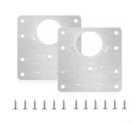 Bulevisiter Kit de réparation de charnière d'armoire en acier inoxydable pour armoires de cuisine et meubles - Plaques de renfort 9 cm x 9 cm avec vis (2/4/10 pack) (2pc)