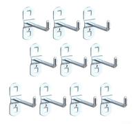 Bulevisiter Lot de 10 crochets muraux pour rangement de panneaux perforés - Porte-outils en acier de 50 mm avec extrémités de crochet inclinées compatibles avec les organiseurs muraux,