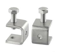 Bulevisiter Lot de 2 colliers de serrage en C en acier inoxydable pour montage de petit bureau avec trou fileté M6 et vis de positionnement réglable, cadre en acier malléable moulé robuste avec poutre