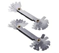 Bulevisiter Lot de 2 jauges de pas de filetage métriques 60° et pouces pour inspection du travail des métaux CNC, jauge de pas en acier inoxydable avec gamme de 20 pièces pour