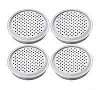 Bulevisiter Lot de 4 grilles d'aération rondes en acier inoxydable pour meubles de maison - Compatible avec armoires et tiroirs - Finition argentée, 2 tailles (100 mm)