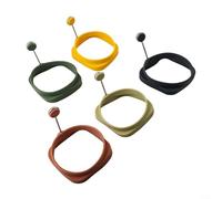Bulevisiter Lot de 5 anneaux à œufs double face en silicone pour omelettes et œufs au plat avec poignée ergonomique et matériau résistant à la chaleur pour la maison et la cuisine