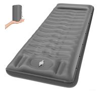 Bulevisiter Matelas de couchage gonflable léger pour camping en plein air - Épais 13 cm pour plus de légèreté avec pied, patchs de réparation et sac de transport, gris