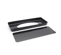 Bulevisiter Moule à tarte rectangulaire 35,6 x 15,2 cm avec fond amovible pour tarte à mousse aux fruits, cheesecake, flan, pizza - Acier au carbone