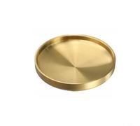 Bulevisiter Plateau de service rond double couche en acier inoxydable doré - Élégante assiette isotherme pour table à manger, table basse et présentation de desserts (17/19/21/23 (17 cm)