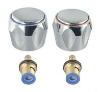 Bulevisiter Robinet Reviver Chrome 1,27 cm Têtes supérieures de robinet pour lavabo, mitigeur chaud/froid, kit auto-taraudeuse avec valves en cuivre, poignées de salle de bain et cuisine