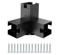 Bulevisiter Support d'angle à angle droit à 3 voies avec base de poteau pour pergolas, quincaillerie en acier robuste et alliage d'aluminium, 218 x 218 x 120 mm, compatible avec les structures de