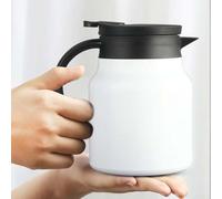 Bulevisiter Théière portable en acier inoxydable 800 ml avec infuseur intégré pour la maison, le bureau, l'extérieur, compatible avec le thé en vrac (blanc)