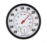 Bulevisiter Thermomètre mural extérieur de 25,4 cm pour décoration de jardin, hygromètre intérieur et extérieur avec grand cadran lisible, pas de batterie nécessaire, construction en plastique robuste