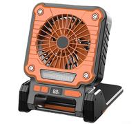 Bulevisiter Ventilateur d'extérieur à énergie solaire avec lampe LED de camping, appareil de refroidissement en ABS rechargeable portable, charge rapide de type C, double moteur sans balais, faible