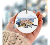 Bulgarie Décoration de Noël moderne Œuvre d'art Paysage urbain Ornements à suspendre Décoration de vacances Élégante Ornement en céramique Pendentif pour voisins amis