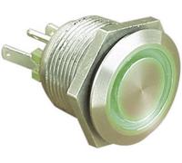Bulgin MPI002/28/GN MPI002/28/GN Bouton-poussoir antivandalisme 24 V/DC 0.05 A 1 x Off/(On) à rappel vert (Ø x L) 22 mm x 32.7 mm