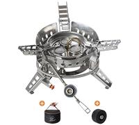 Bulin Réchaud de camping pliable 6800 W avec allumage piézoélectrique, réchaud d'extérieur avec adaptateur, charge maximale 75 kg pour randonnée, trekking, pique-nique, déplacement