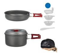Bulin Set Popote Camping Aluminium Léger et Portable avec Couverts Pliables | Kit Cuisine Camping Robustes et Durables en Aluminium, Tout Empilable pour Camping, Outdoor, Trekking et Pique-Nique