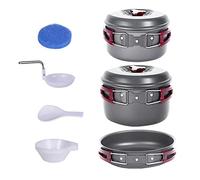 Bulin Set Popote Camping Aluminium Léger et Portable avec Couverts Pliables | Kit Cuisine Camping Robustes et Durables en Aluminium, Tout Empilable pour Camping, Outdoor, Trekking et Pique-Nique