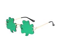 BULINGNA Lunettes de soleil trèfle irlandais pour la Saint-Patrick, trèfle à quatre feuilles, lunettes de costume de léprechaun, lunettes de vacances, décoration de fête pour homme et femme