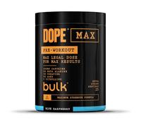 Bulk Dope Max Poudre Pré-Entraînement | 563 g | 25 portions | Haute Teneur en Caféine 200mg | 5g Bêta-Alanine | 3g Créatine | Mélange AAKG & Citrulline | Vitamine B6 | Blue Raspberry