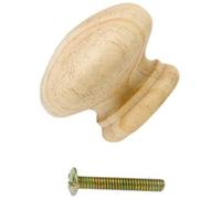 Bulk Hardware BH00420 Paquet de 4 Boutons de porte en pin non vernis 35 mm avec boulon/insertion