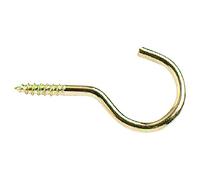 Bulk Hardware BH01167 Paquet de 10 Crochets à vis électro-laiton sans épaulement 50 mm